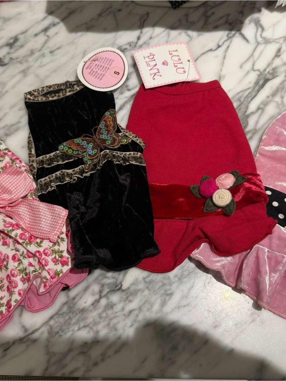 Lot of 4 Small Dog Dresses for dogs 6-10 lbs